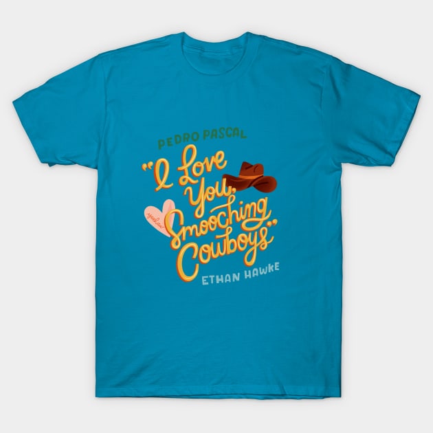 I Love You Smooching Cowboys T-Shirt by Podro Pascal